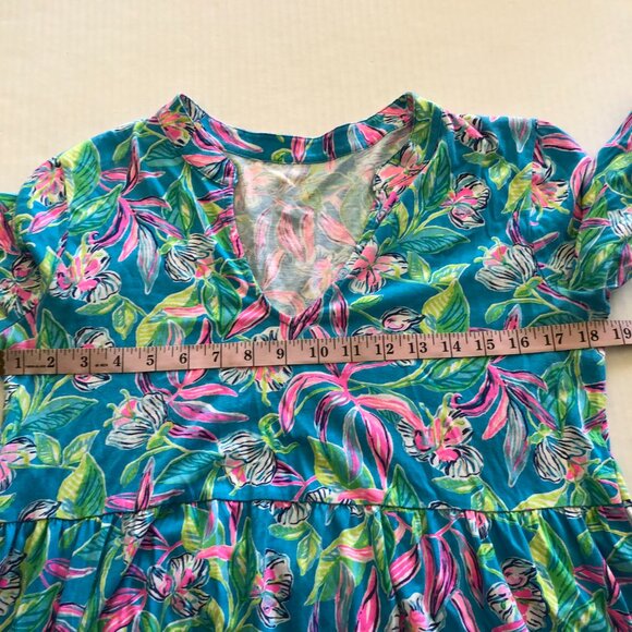 Lilly Pulitzer ALAINA Formentera Turquoise Keep On Beleafing Size M Blue Pink - Picture 10 of 14